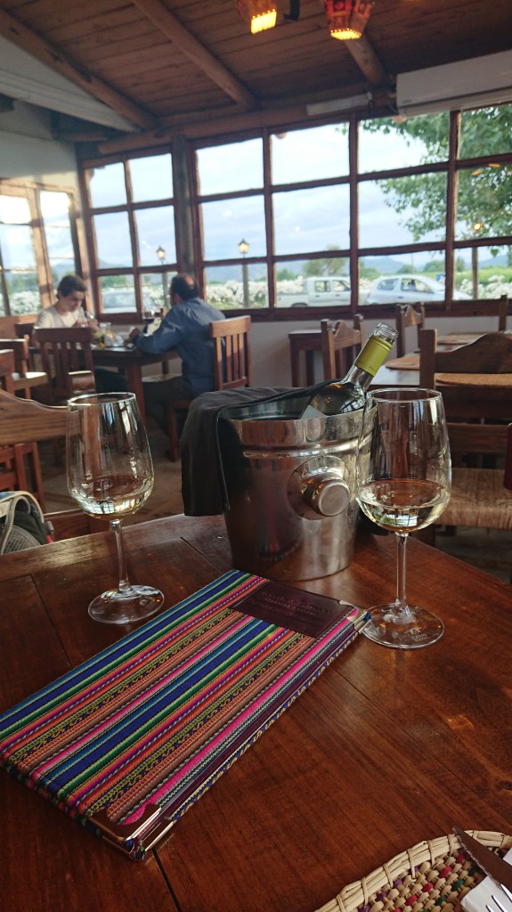 Im Weingebiet von Santa Cruz genießen wir erst einmal einen leckeren Wein