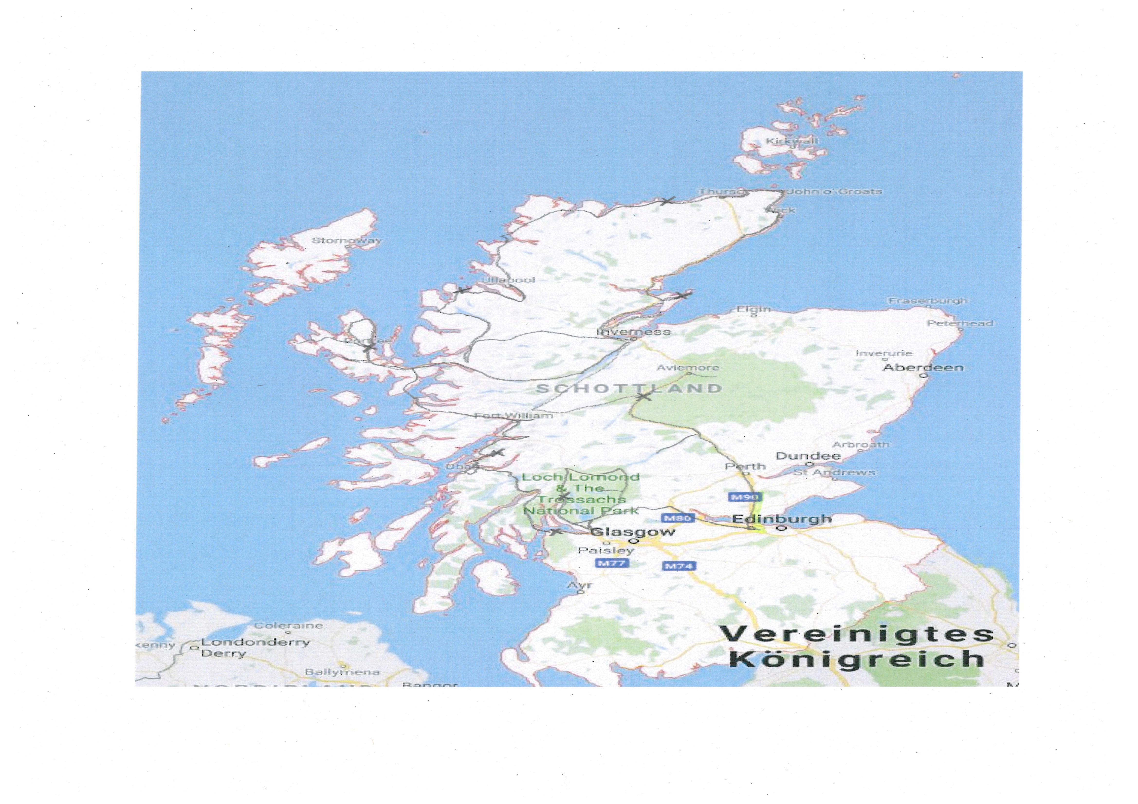 Unsere Schottland-Reiseroute