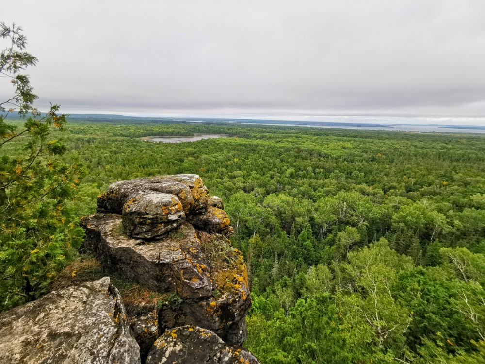 Tolle Felsen vor den unheimlich grünen Wäldern