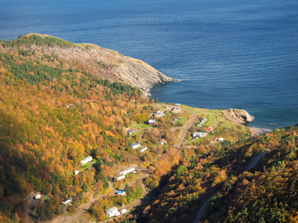 Blick auf Meat Cove von oben