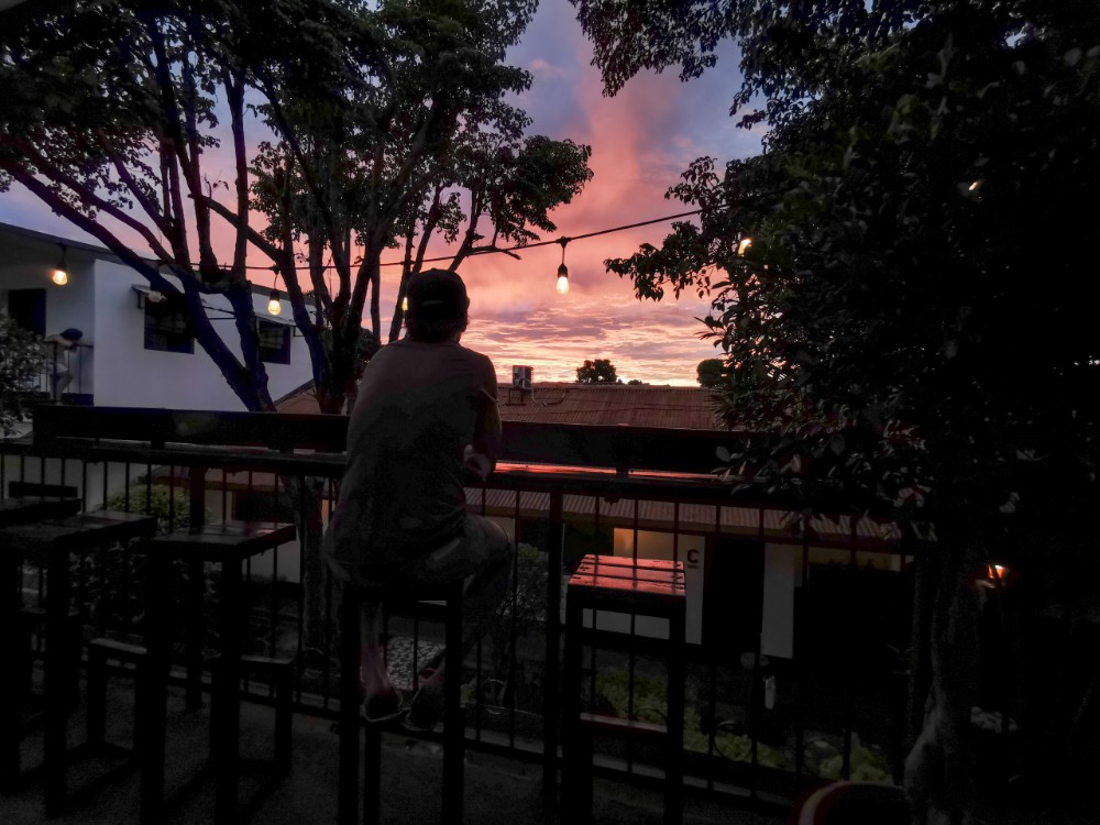 Toller Blick auf den Sonnenuntergang von der Dachterasse