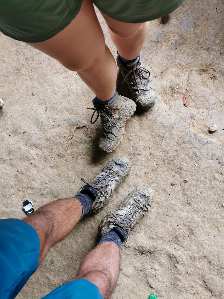 So sehen unsere Schuhe nach der Pause aus 😀