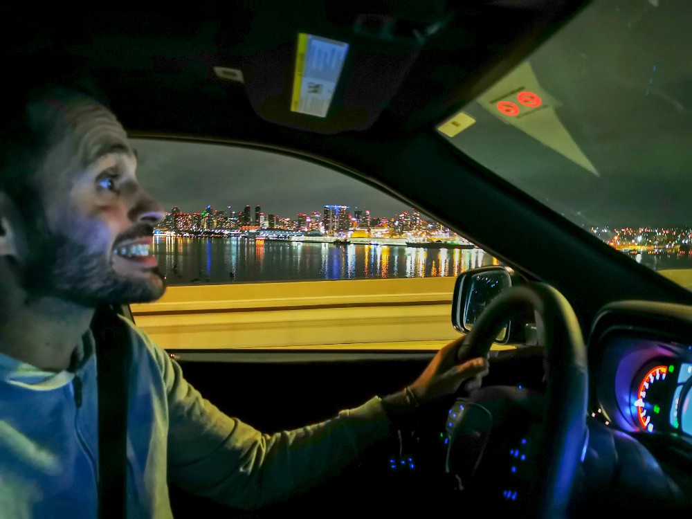 Rückfahrt mit Blick auf die Skyline